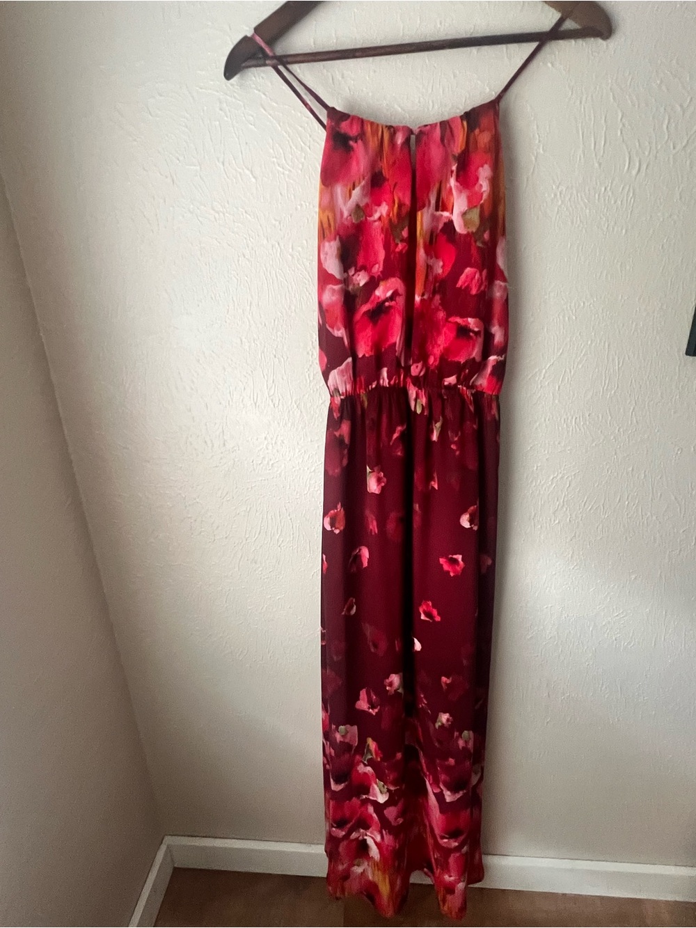 FATE Floral Maxi Dress – Women’s LP (Large Petite) – Burgundy Pink Watercolor